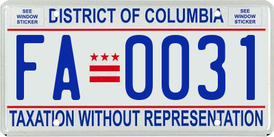 DC license plate FA0031