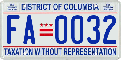 DC license plate FA0032