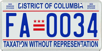 DC license plate FA0034