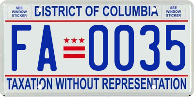 DC license plate FA0035