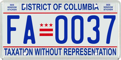 DC license plate FA0037