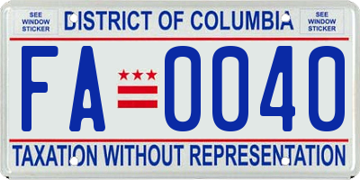 DC license plate FA0040