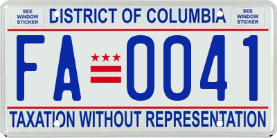 DC license plate FA0041