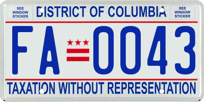 DC license plate FA0043