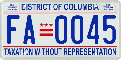 DC license plate FA0045