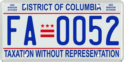 DC license plate FA0052