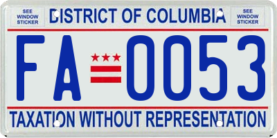 DC license plate FA0053