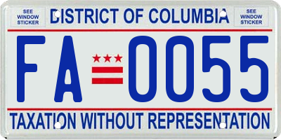 DC license plate FA0055