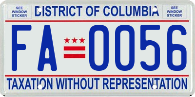 DC license plate FA0056