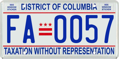 DC license plate FA0057