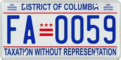 DC license plate FA0059