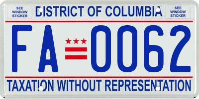 DC license plate FA0062