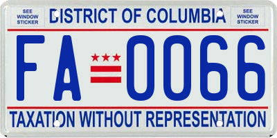 DC license plate FA0066