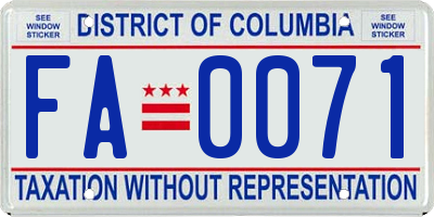 DC license plate FA0071