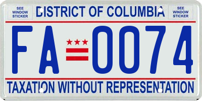 DC license plate FA0074