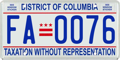 DC license plate FA0076