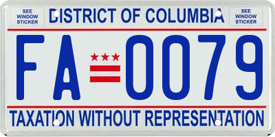 DC license plate FA0079