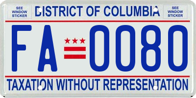 DC license plate FA0080