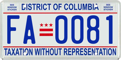 DC license plate FA0081