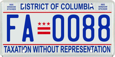 DC license plate FA0088