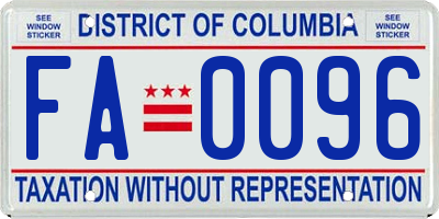 DC license plate FA0096