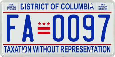 DC license plate FA0097