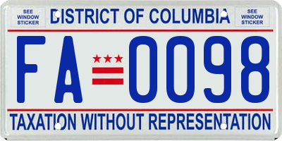 DC license plate FA0098