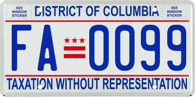 DC license plate FA0099