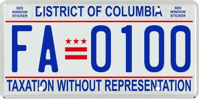 DC license plate FA0100