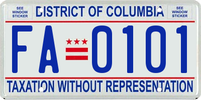 DC license plate FA0101