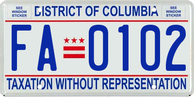 DC license plate FA0102