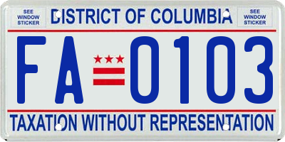 DC license plate FA0103