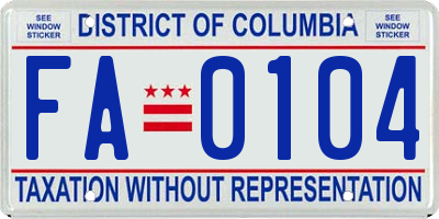 DC license plate FA0104