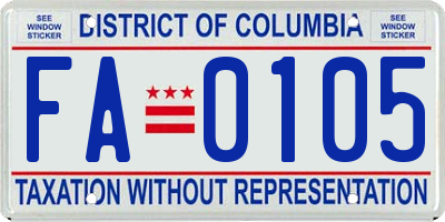 DC license plate FA0105