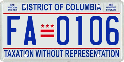 DC license plate FA0106