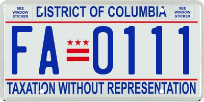 DC license plate FA0111