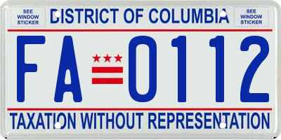 DC license plate FA0112