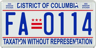 DC license plate FA0114