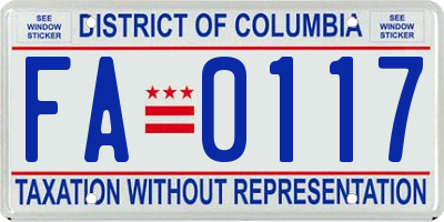 DC license plate FA0117