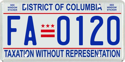 DC license plate FA0120