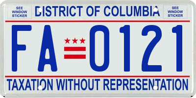 DC license plate FA0121