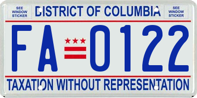 DC license plate FA0122