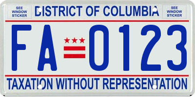 DC license plate FA0123