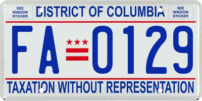 DC license plate FA0129