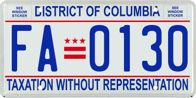 DC license plate FA0130