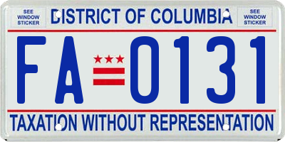 DC license plate FA0131