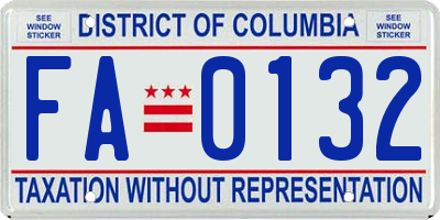 DC license plate FA0132