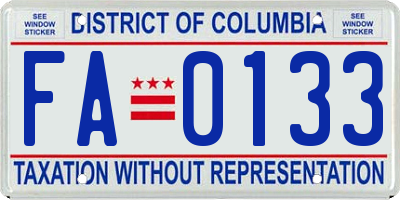 DC license plate FA0133