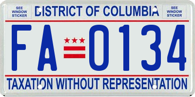 DC license plate FA0134