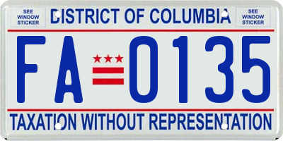 DC license plate FA0135